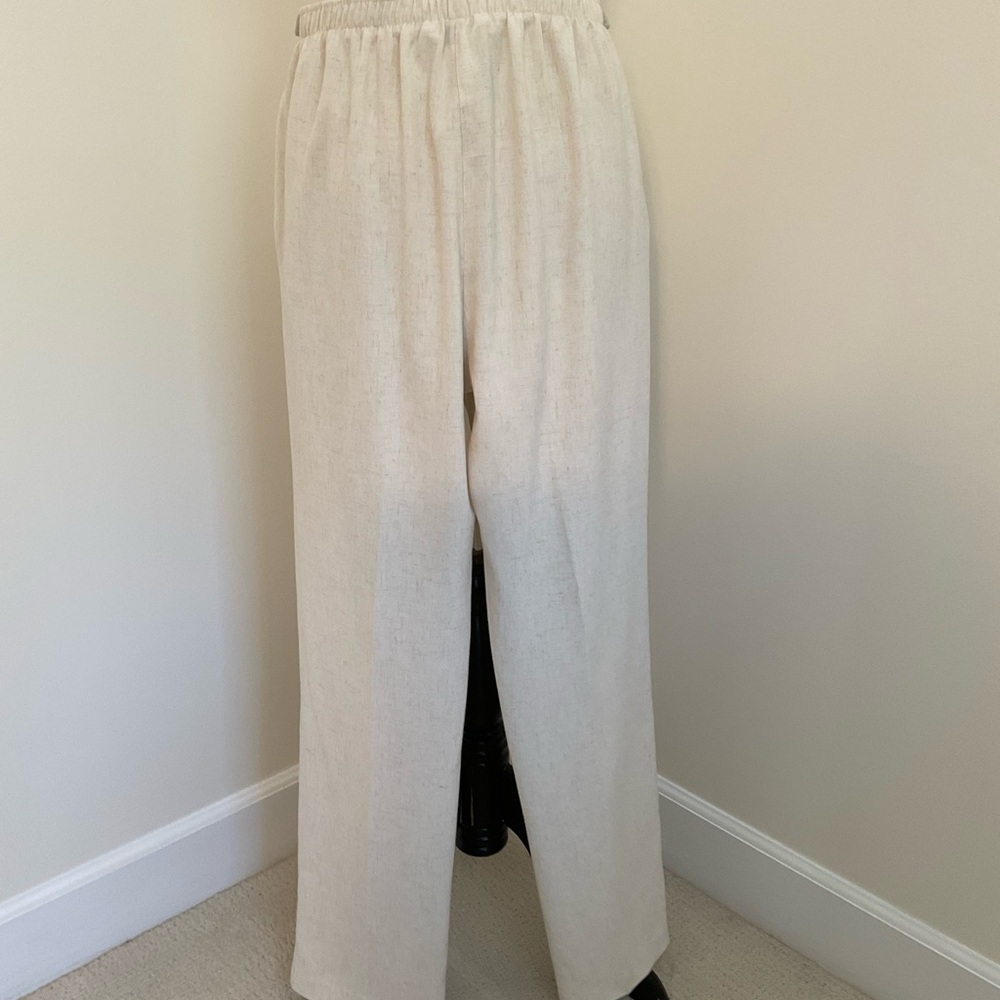 Draper’s & Damon’s Cream Linen Blend Women’s Elastic-Waist Pants - Picture 5 of 7
